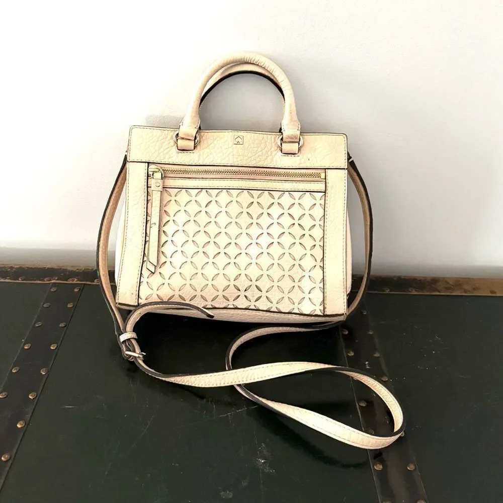 Kate Spade Perri Lane Mini Romy Satchel In Blush Beige Leather
